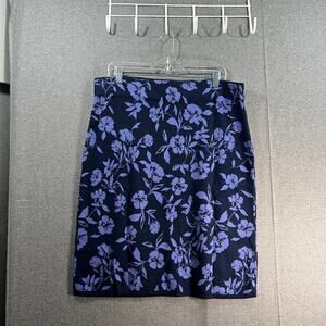 Isaac Mizrahi LIVE Jacquard Sweater Skirt with Side Slits Navy Floral Size Large